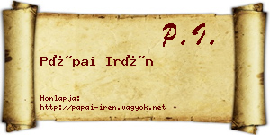 Pápai Irén névjegykártya